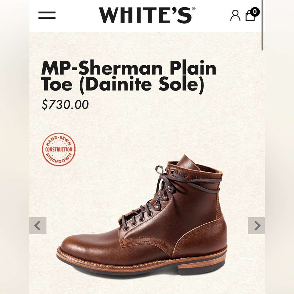 WHITES MP-Sherman Plain Toe Boots - Rich Brown